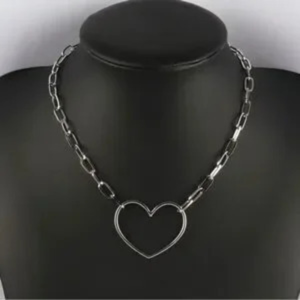 Stainless?Steel Heart Choker?Necklace